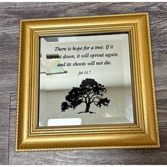 Set 3 Gold Framed Mirrored Bible Verse Wall Art Christian Religious Home Decor - Picture 4 of 5
